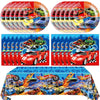 41PCS Happy Race Car Birthday Party Supplies Cars Theme Birthday Party Decorations Disposable Tableware Include Plates Napkins Tablecloth For Kid Boys