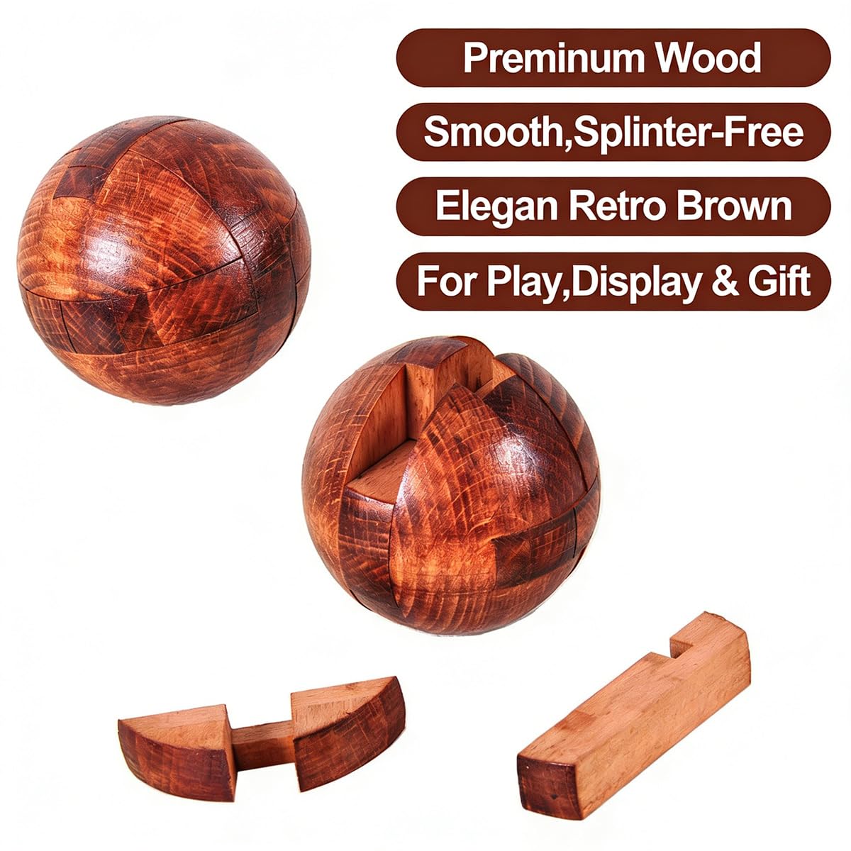 RICHOOSE Wooden Brain Teaser Puzzles for Adults - Challenging 3D IQ Logic Games for Teens 14+, Stress Relief Desk Toys & Office Decor, Unique Gifts