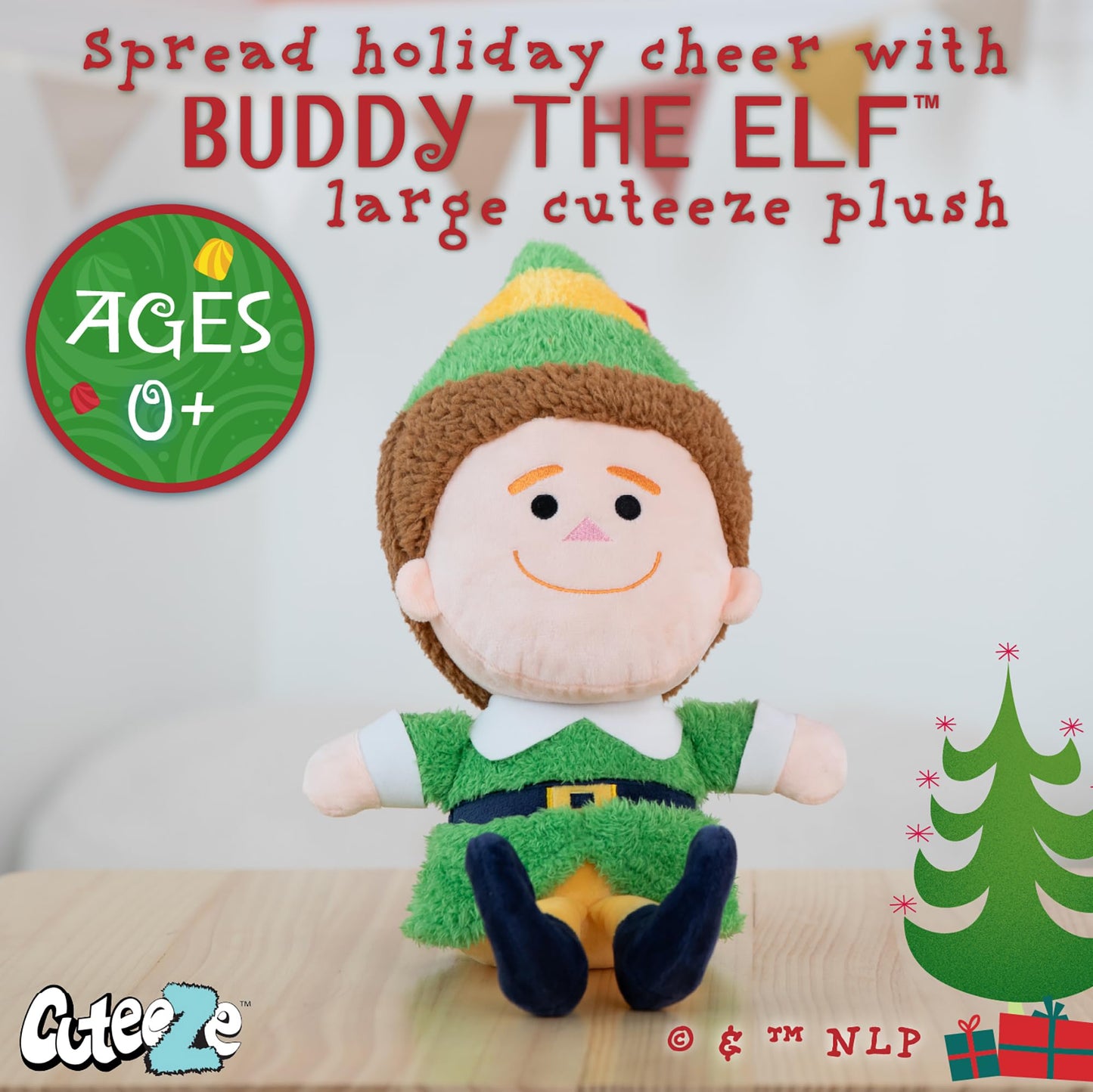 Kids Preferred WB Elf Cuteeze Plush - Super Soft Cozy Materials, Embroidered Details, Crinkle & Beans in Bottom, Ages 0 Months and Up, 12 in