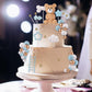 46 PCS 3D Bear Balls Cake Toppers Brown Teddy Bear for Birthday Party Wedding Baby Shower Supplies(Blue)