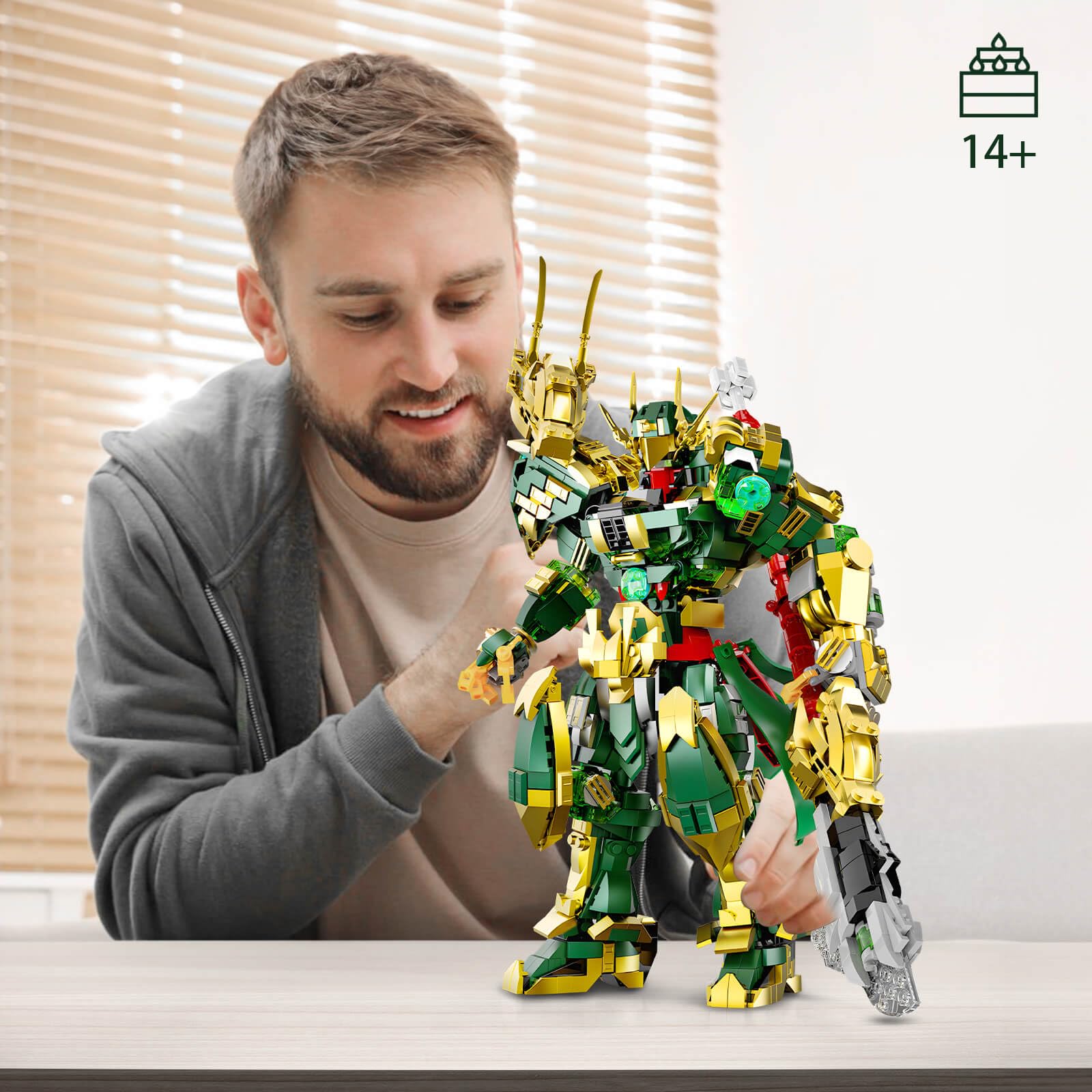 HIGH GODO Mech Robot Building Set, MOC China Guan Yu General Chinoiserie Mech Action Figures Model Weapons, Hero Warrior Collectible Display Toys