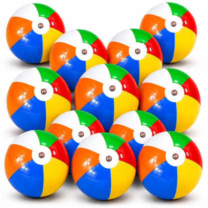 Beach Balls Bulk 12 Pack - 12" Color Inflatable Pool Toy Summer Party Favor