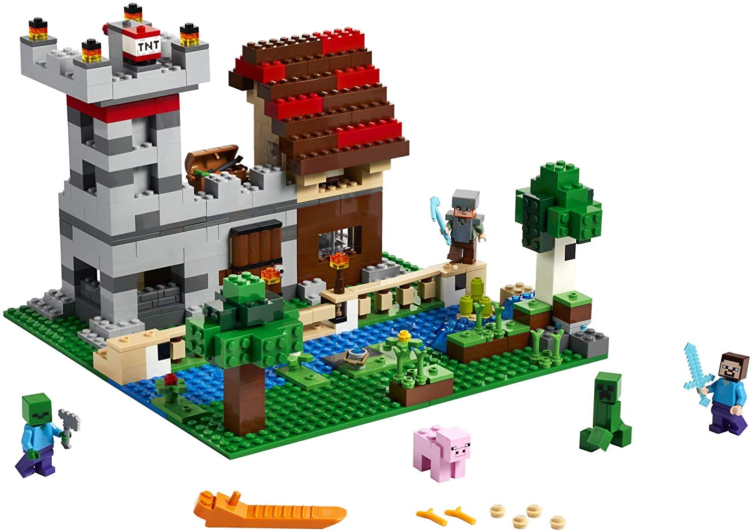 LEGO Minecraft The Crafting Box 3.0 21161 Minecraft Brick Construction Toy and Minifigures, Castle and Farm Building Set, Great Gift for Minecraft