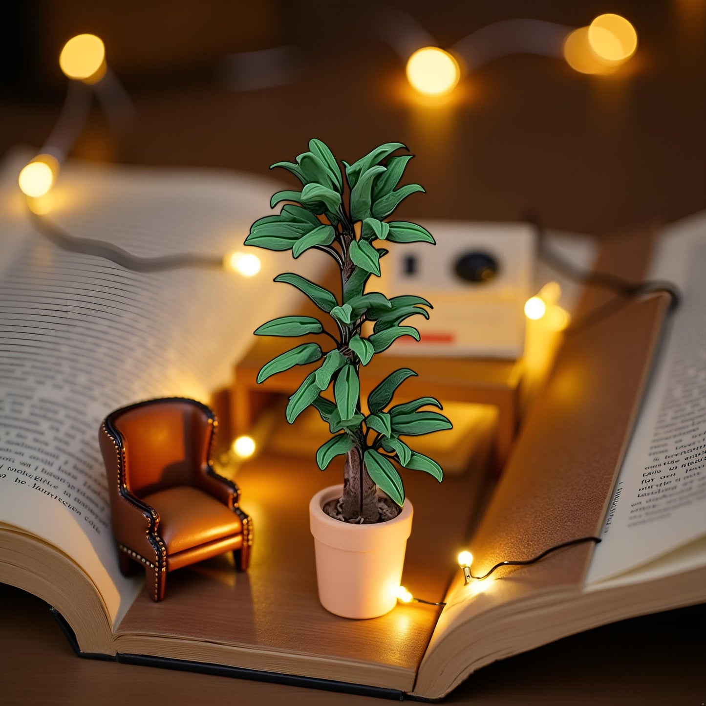 Green Cute Dollhouse Flower Bonsai 1:12 Mini Dollhouse Miniature Green Plant in Pot Micro Landscape DIY Craft Garden Ornament Lightweight Decorative