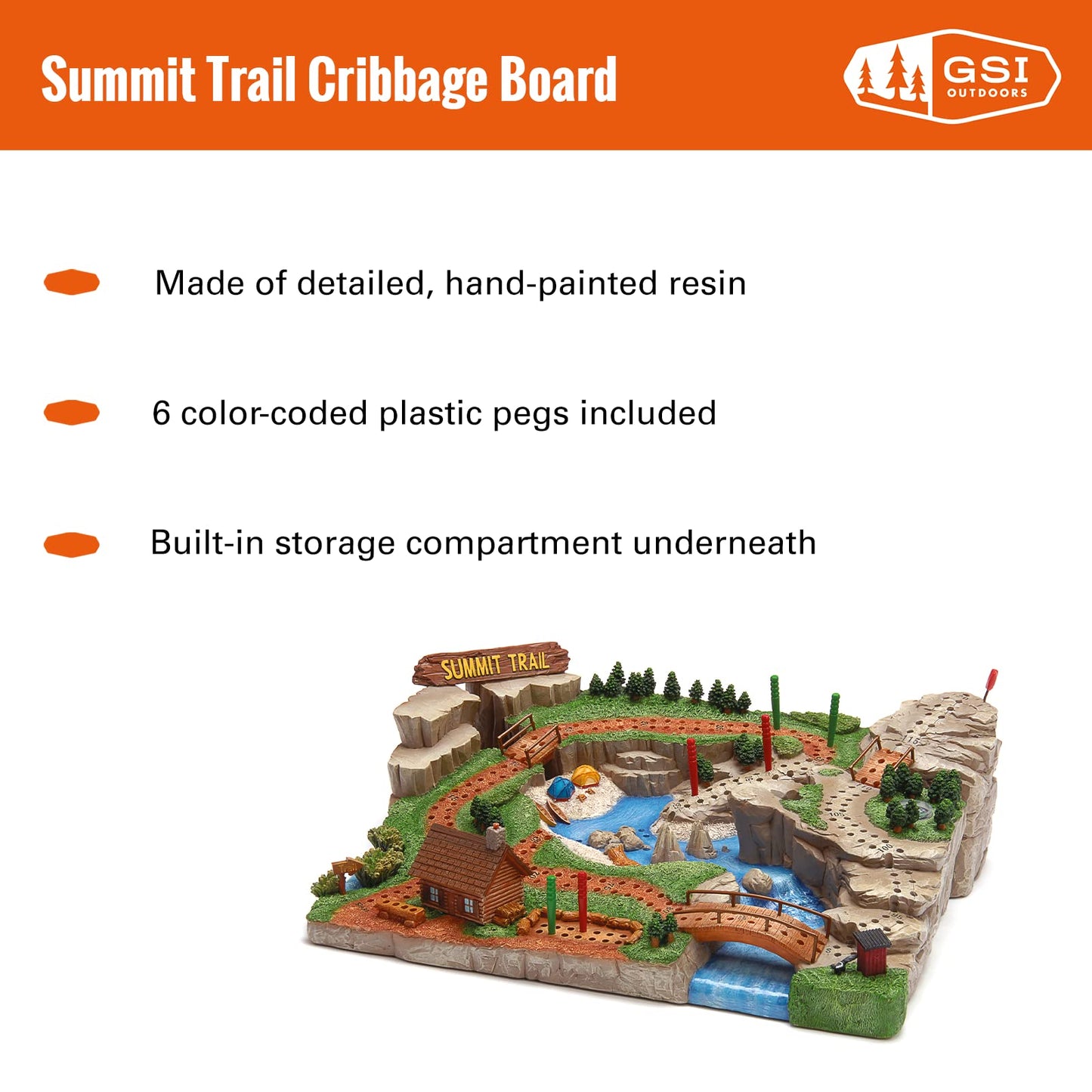 Outside Inside - Hand Painted Summit Trail Cribbage Board