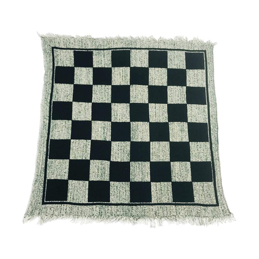 YH Poker 3 in 1 Giant Checkers Set and Tic Tac Toe Game with Reversible Rug - Indoor and Outdoor Board Game for Family, Great for Camping, Backyard