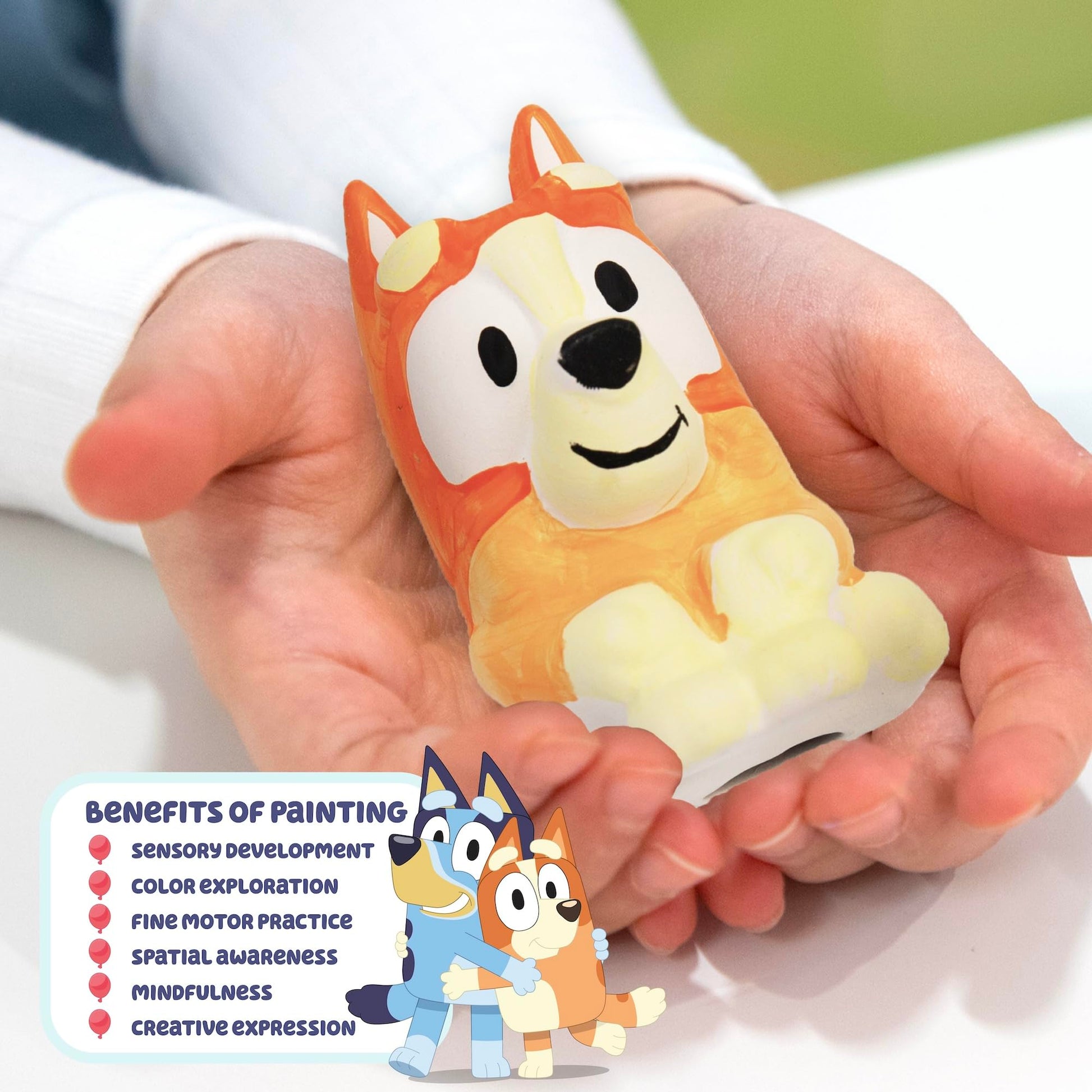 Bluey Paint Your Own Bingo Figurine, Paintable Ceramic Figure, Includes 6 Acrylic Paints, Paintbrush, Toys, Birthday Decorations, Party Favors, Kids