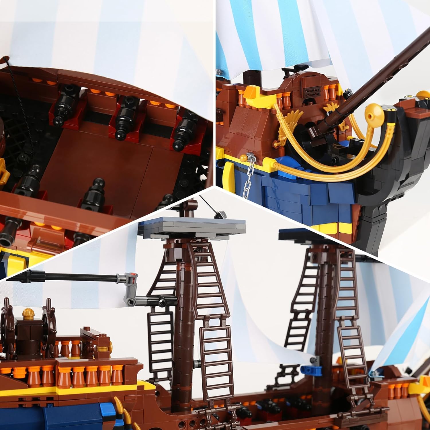 YESHIN Pirates Ship Model Building Blocks Kits, MOC Sailboat Model Construction Set to Build, Gift for Adult Collections Enthusiasts (2010+Pieces)