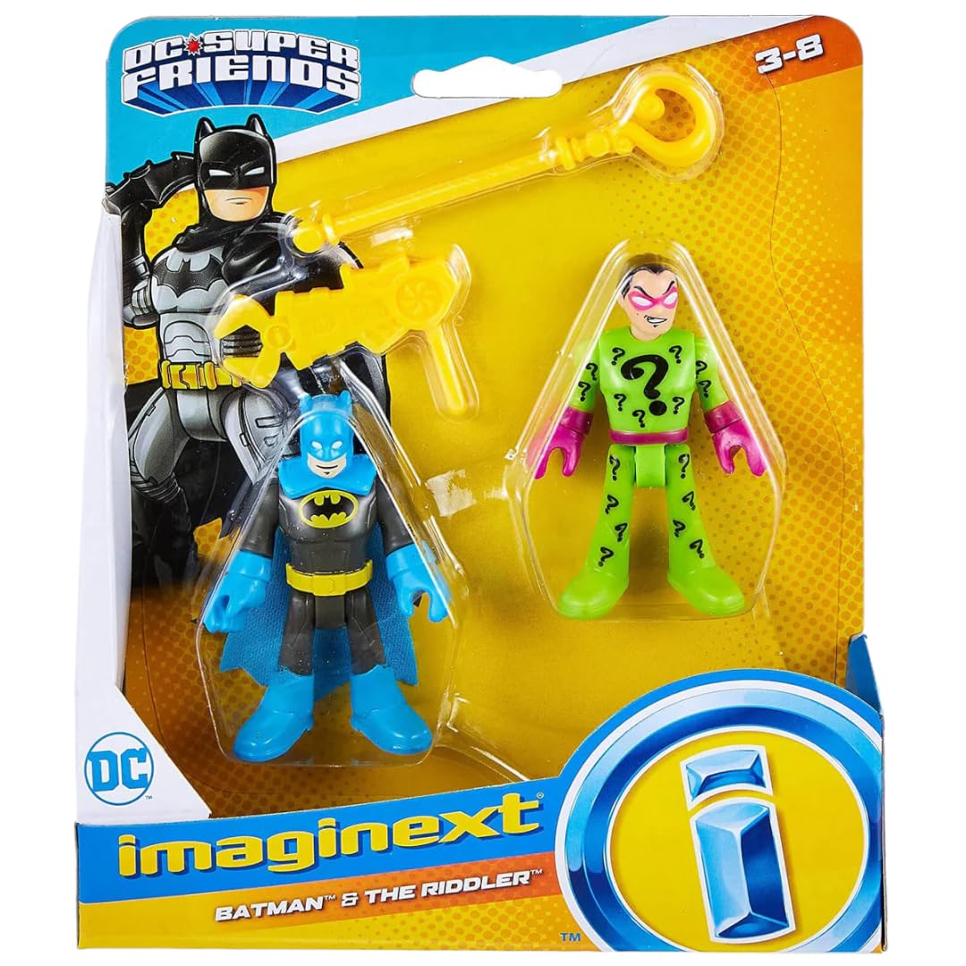 Fisher-Price Imaginext DC Super Friends Complete Set of 4 Figure Sets from M5645-96A4 Release with Batman, Joker, Catwoman, Riddler and Mr. Freeze