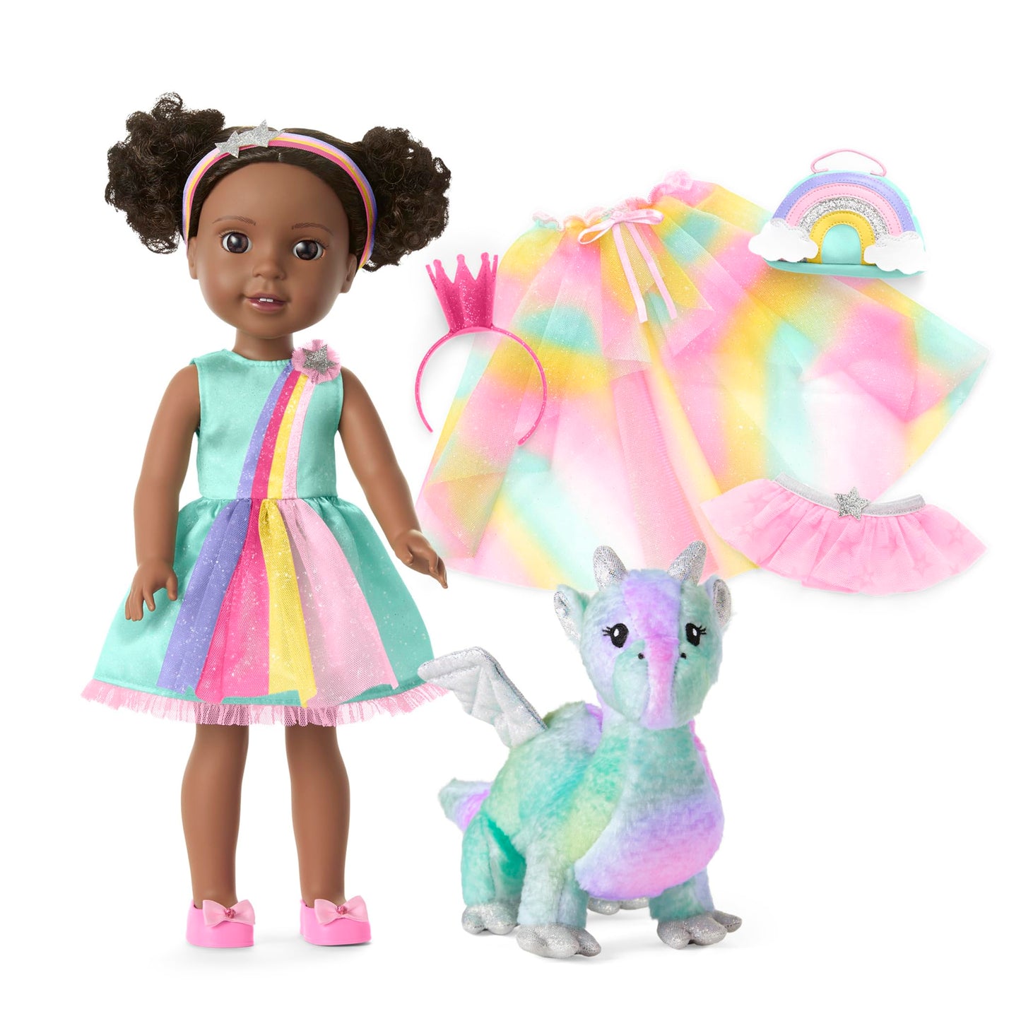 American Girl WellieWishers 14.5-inch Kendall Doll Playset with Crisella the Dragon, Doll Dress and Accessories, and Storybook, for Ages 4+ (Amazon