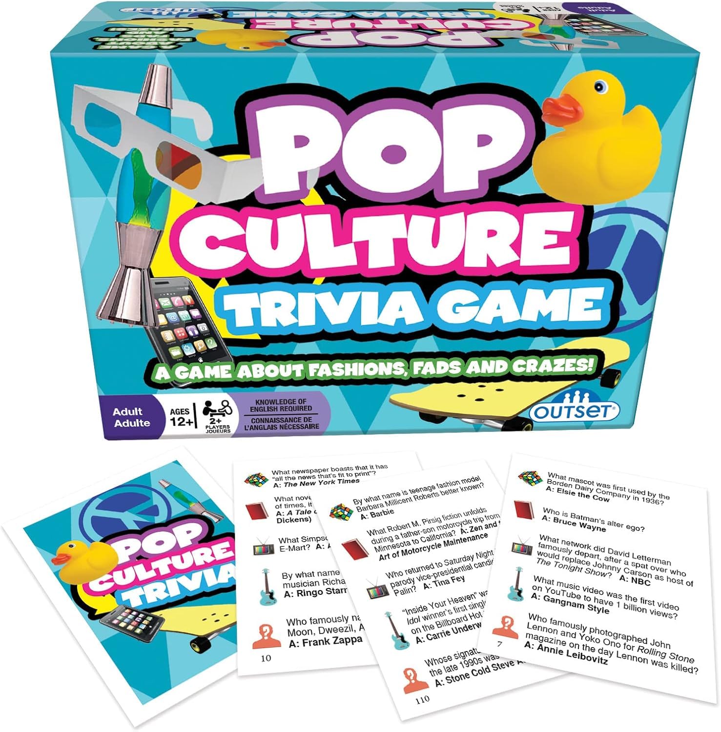Outset Media Pop Culture Trivia Game - Party Game - Family Game - Travel Game - Fun and Easy to Play - 1200 Trivia Questions - For 2 or More Players