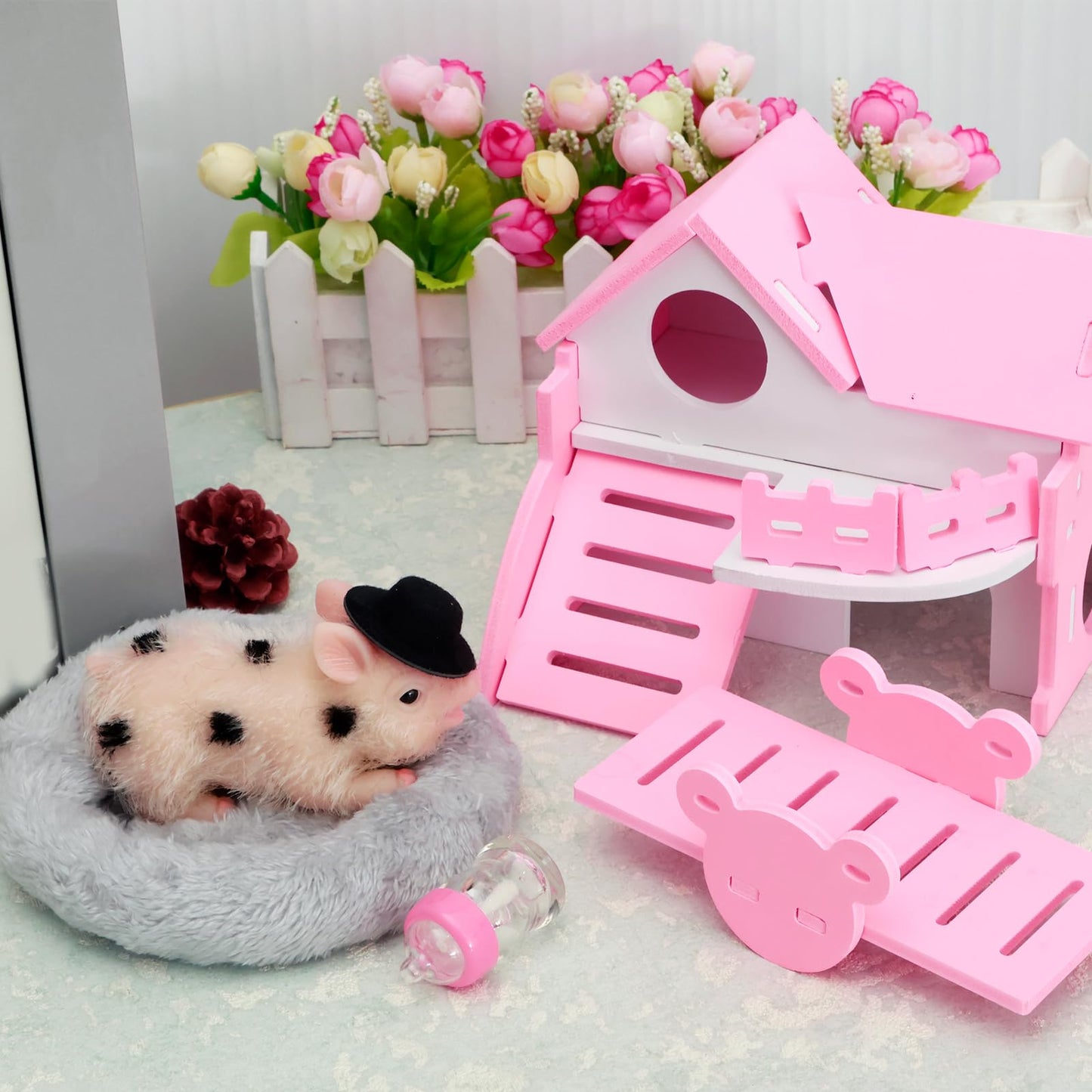 Eummy Silicone Mini Animals Pig Set, 5 Inch Toys for Girls & Boys, Realistic Cute Baby Piggy Doll Soft Body, Item for Kids, Her, Birthday, Christmas