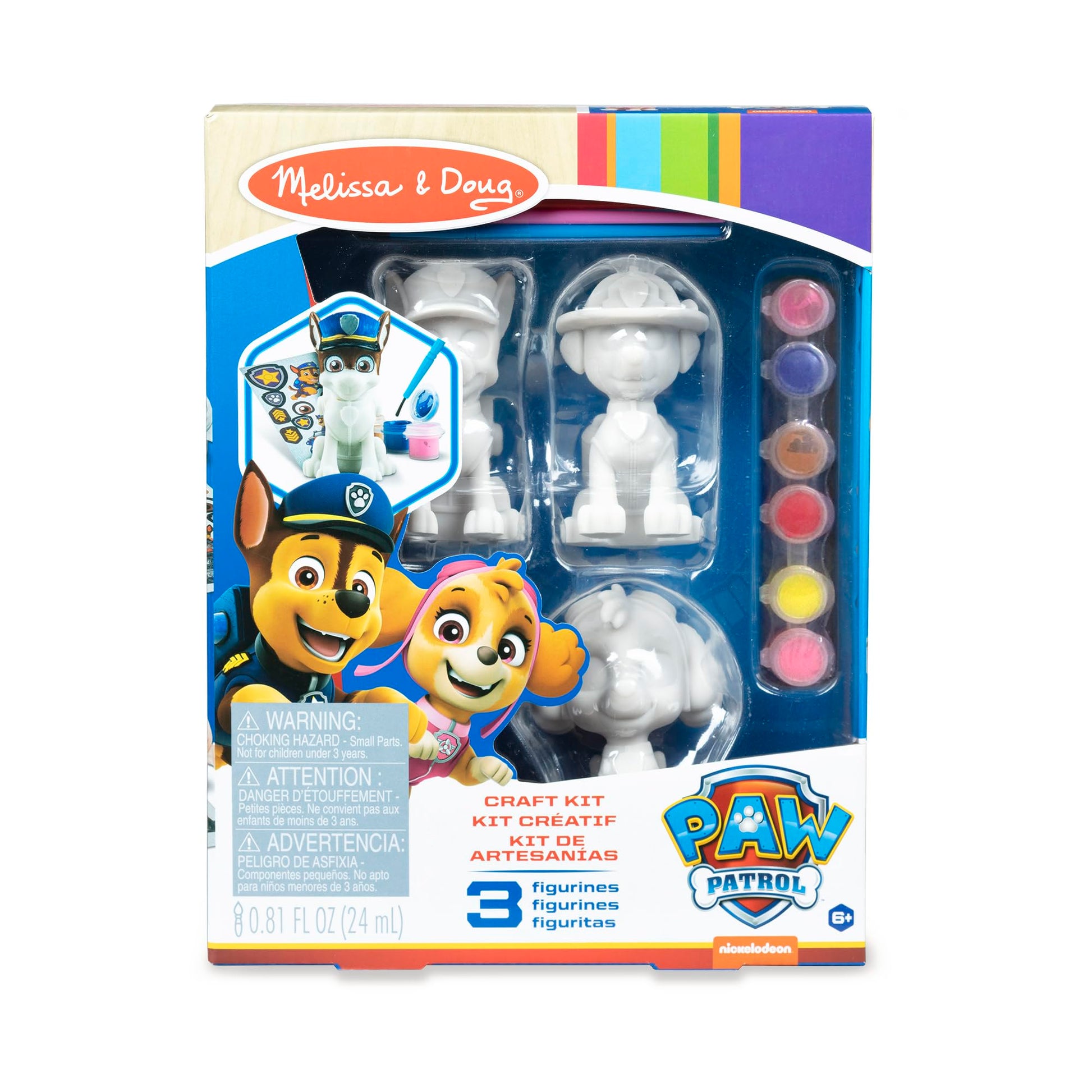 Melissa & Doug PAW Patrol Craft Kit - 3 Decorate Your Own Pup Figurines for Boys and Girls, PAW Patrol Painting Set, Activity for Birthday Parties,