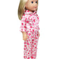 American Fashion World Pink Heart Pajamas for 14-Inch Dolls | Premium Quality & Trendy Design | Dolls Clothes | Outfit Fashions for Dolls for Popular
