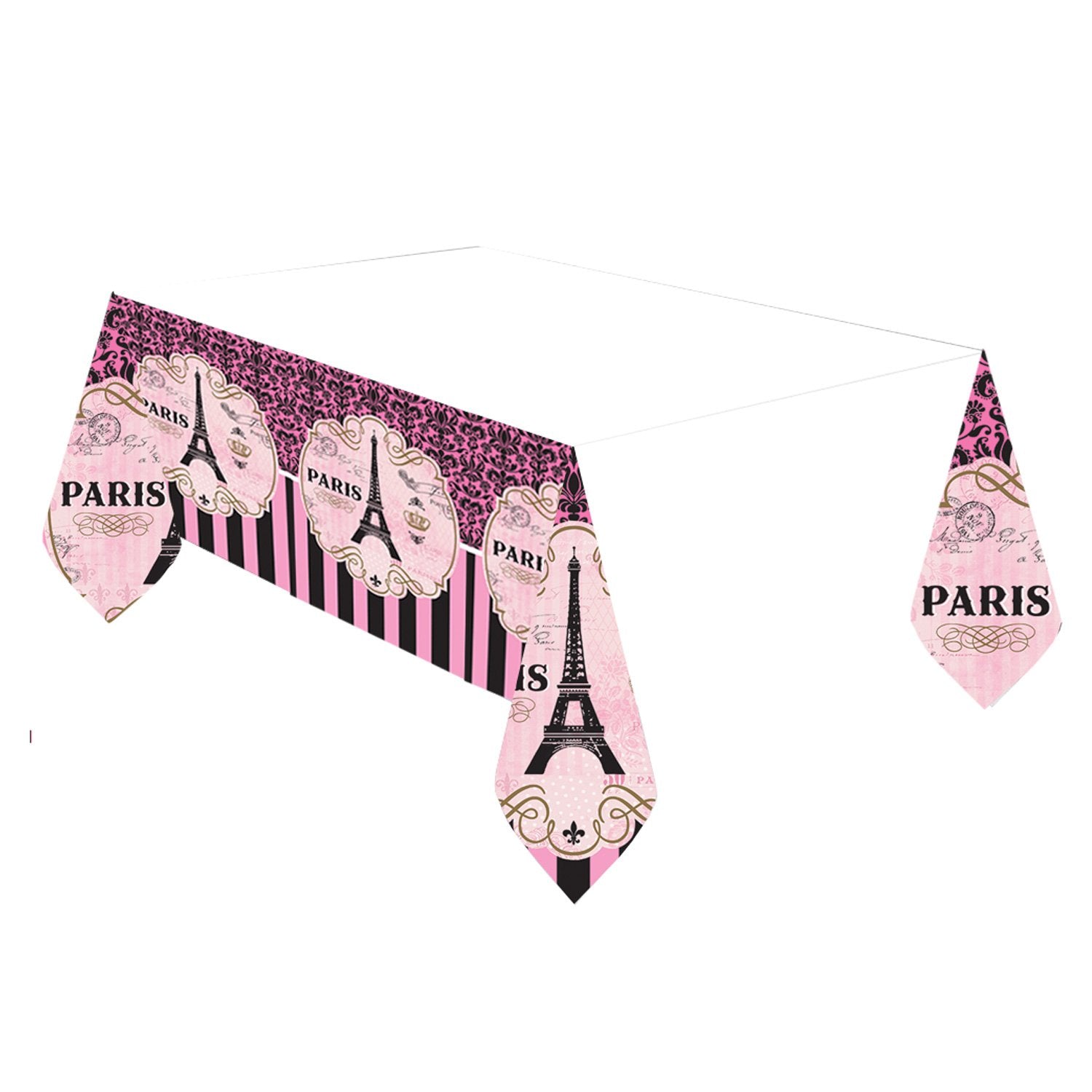 Amscan Chic and Elegant Day in Paris Plastic Tablecover - 54" x 102" (1 Pc.) - Perfect for Transforming Your Next Event with a Touch of French Flair