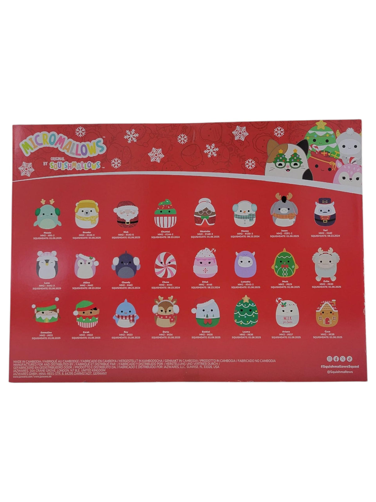 Micromallows 2.5" Squishmallows Holiday Advent Calendar Plush - 24pk