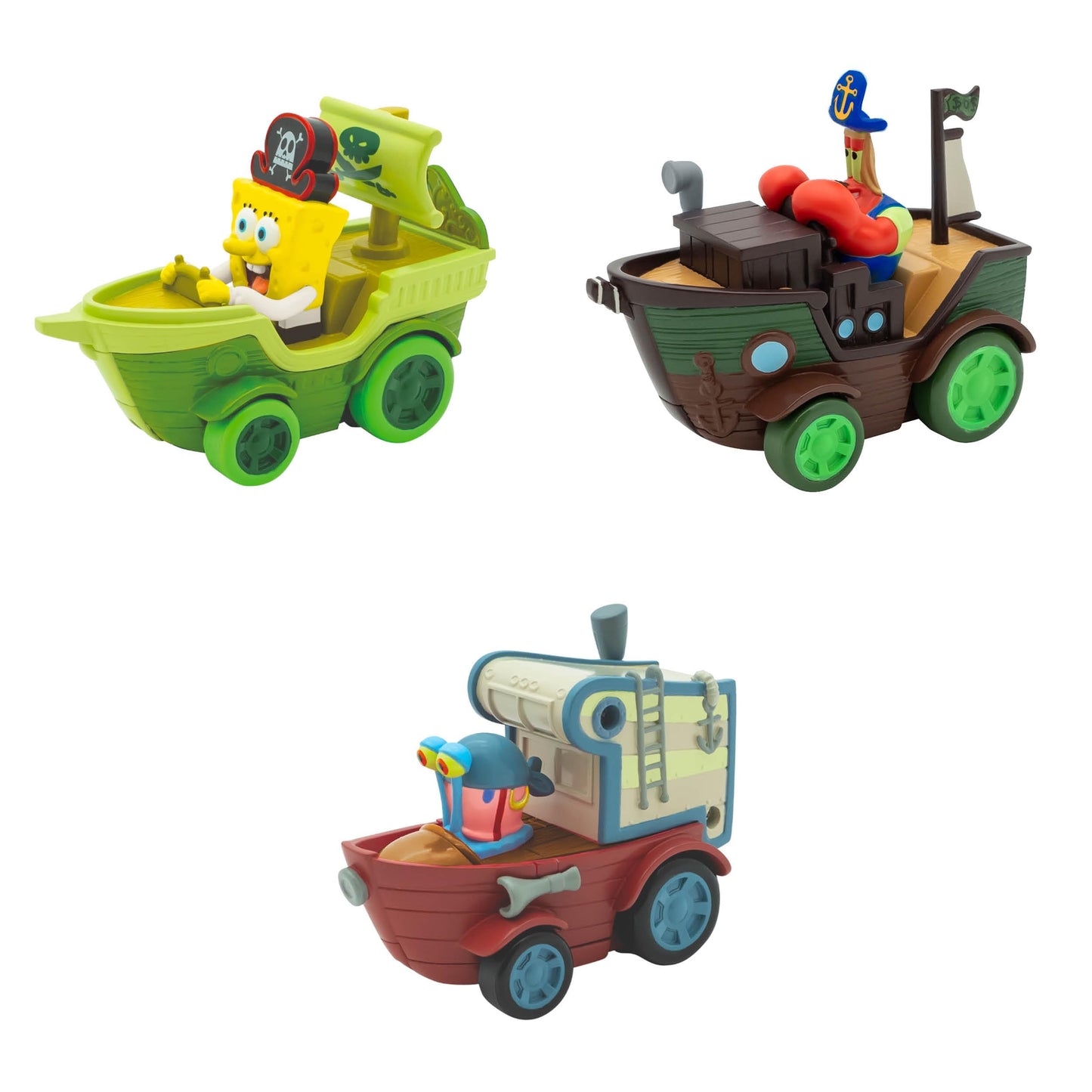 SPONGEBOB SQUAREPANTS Movie: The Search for Squarepants Bikini Bottom Boaters | 3 Exclusive Movie-Styled Rev-Up Racers with Spongebob, Gary & Mr