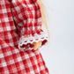 Girl and Doll Matching Nightgown, 16"-18" Dolls Clothes, Red Plaid Vintage Dress for Doll