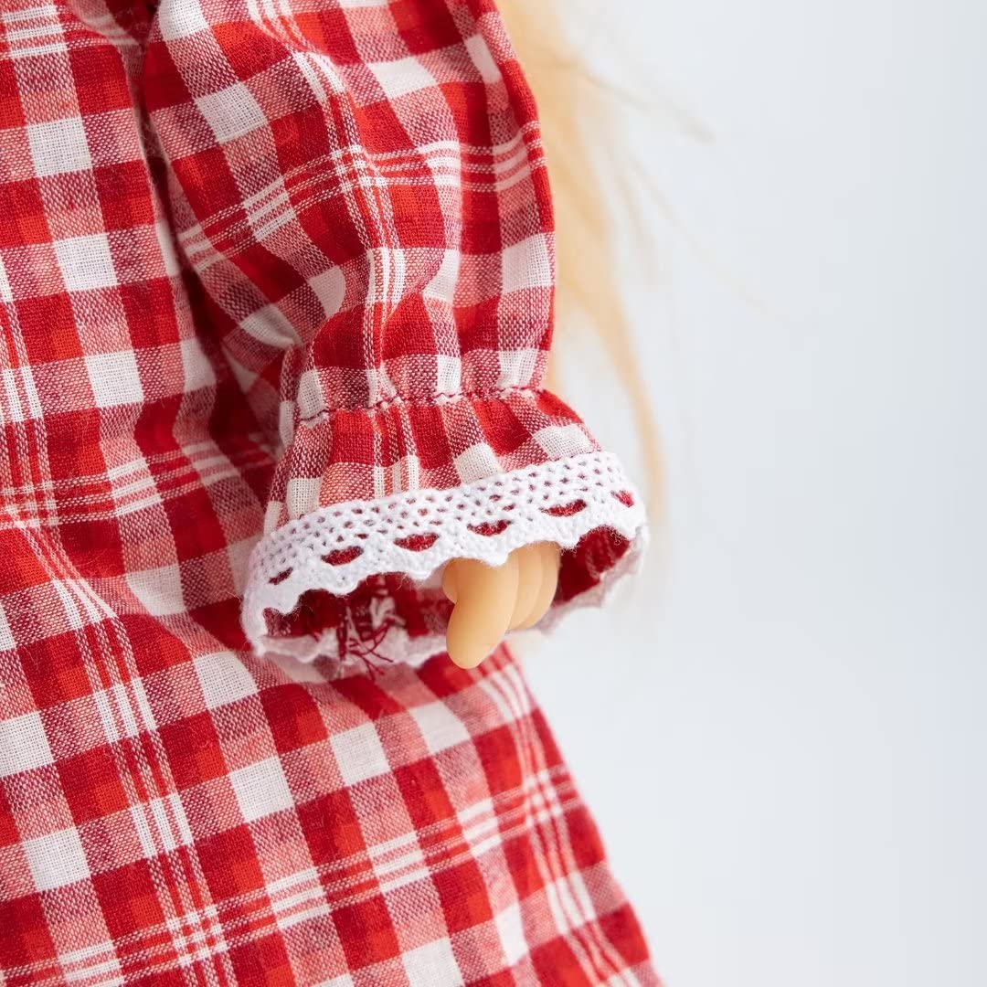 Girl and Doll Matching Nightgown, 16"-18" Dolls Clothes, Red Plaid Vintage Dress for Doll