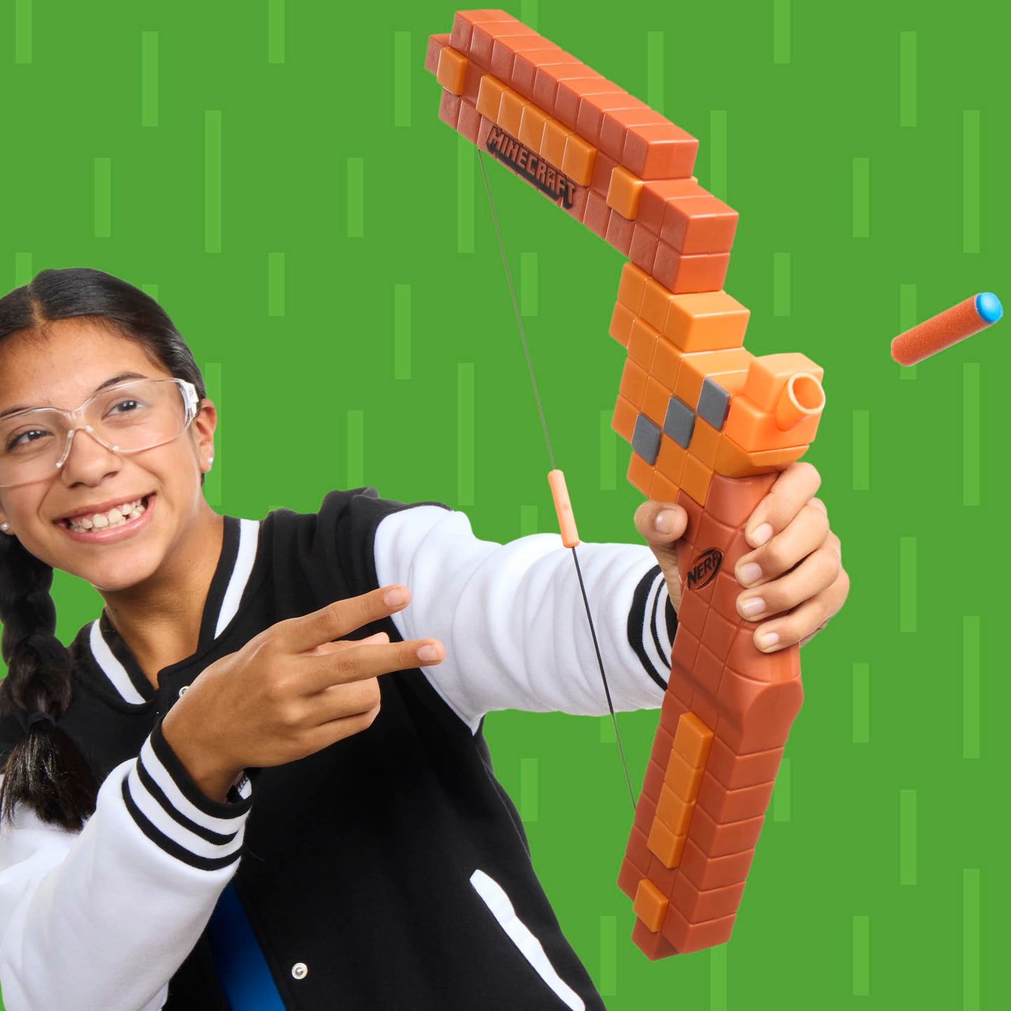 Nerf Minecraft Bow Dart Blaster, Pull-Back String Priming, 8 N1 Darts Compatible Only N1 Dart Blasters, Ages 8+