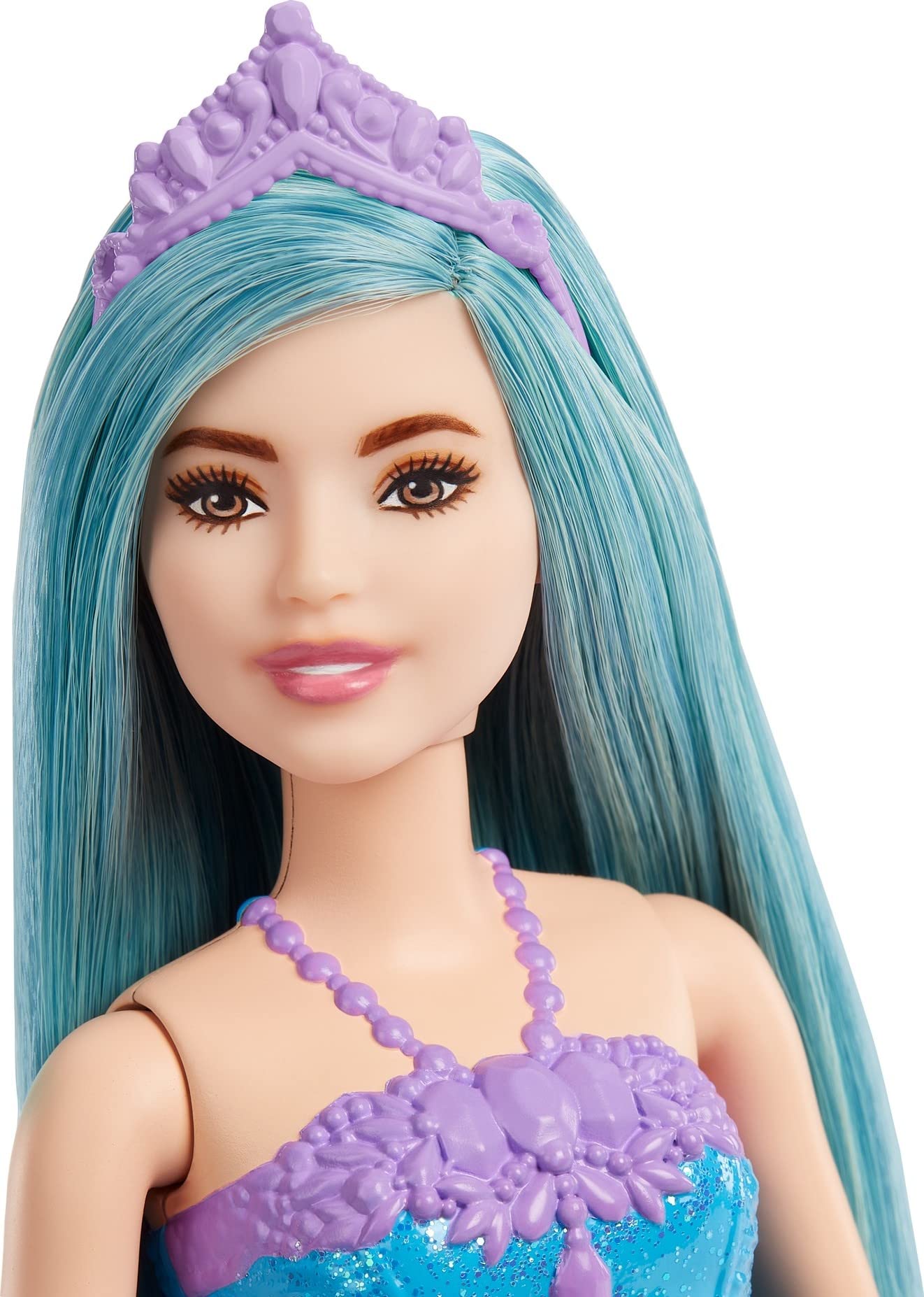 Barbie Dreamtopia Royal Fashion Doll & Accessory, Petite with Turquoise Hair Wearing Removable Skirt, Shoes & Headband