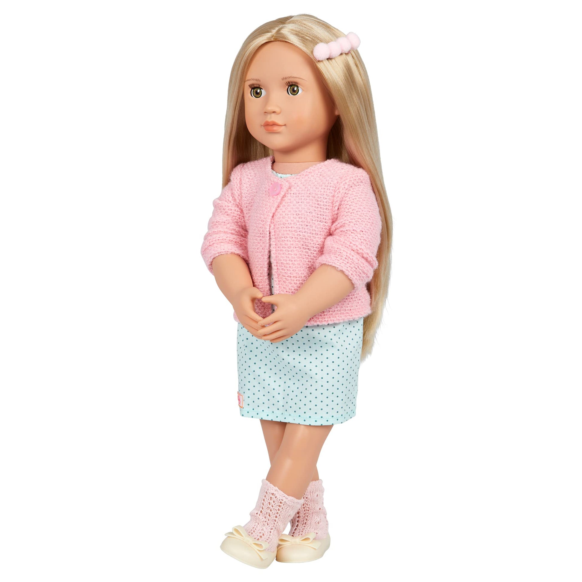 Our Generation Pretty Pom Poms Hairdressing Kit - Hair Clips, Brush, Hair Elastics and More - 46 cm Doll Accessories - Hairdresser Imagination Game