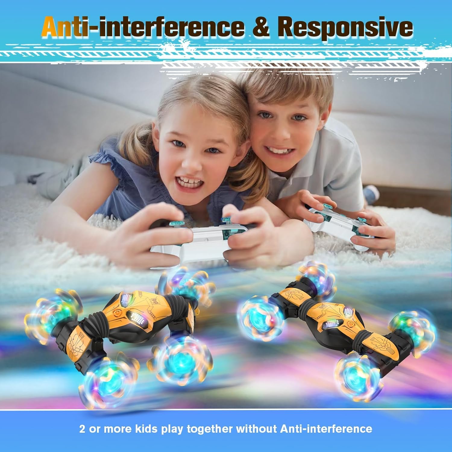 1:12 Gesture Sensing RC Stunt Car, 4WD Hand Controlled Remote Control Twist Cars with Light & Music, 360° Rotate Transform Drift, Gifts for 6-8-12