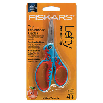 Fiskars 5" Left-Handed Softgrip Pointed-Tip Scissors for Kids 4+ - Scissors for School or Crafting - Back to School Supplies - Color May Vary