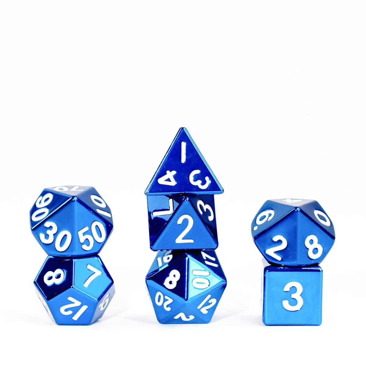 FanRoll 16mm Metal Polyhedral DND Dice Set: Blue, Role Playing Game Dice for Dungeons and Dragons