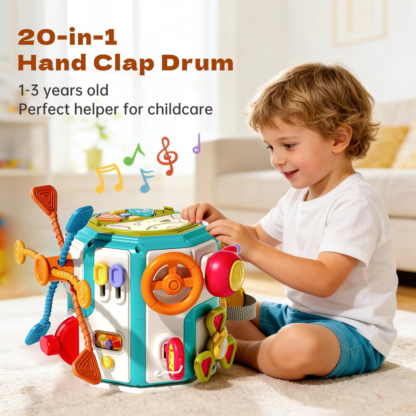 ZIYOSTAR 20-in-1 Busy Board Activity Cube, Educational Sensory Learning Toy for 1 2 3 Year Old Toddlers, Developmental Fine Motor Skills, Shape Sorter