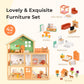 OOOK Large Wooden Dollhouse with 42 Pcs Luxurious Furniture Accessories, 3-Story Doll House 6 Rooms Balcony Wooden Stairs, Ideal Modern Doll House