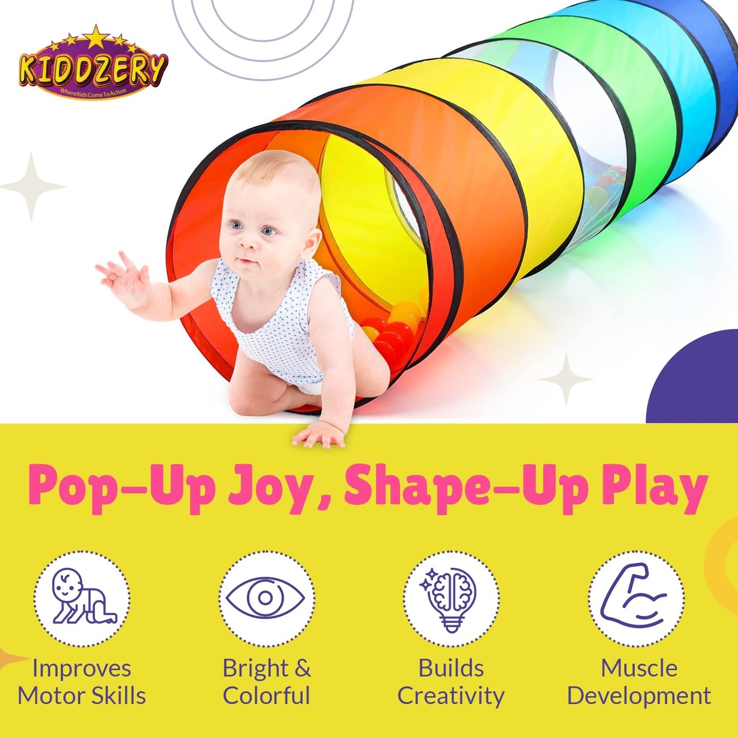 Kids Play Tunnel Set for Toddlers Double Tunnels for Indoor and Outdoor Fun | Pop-Up Crawl Tunnels for Babies, Toddlers, and Pets | Easy to Set Up