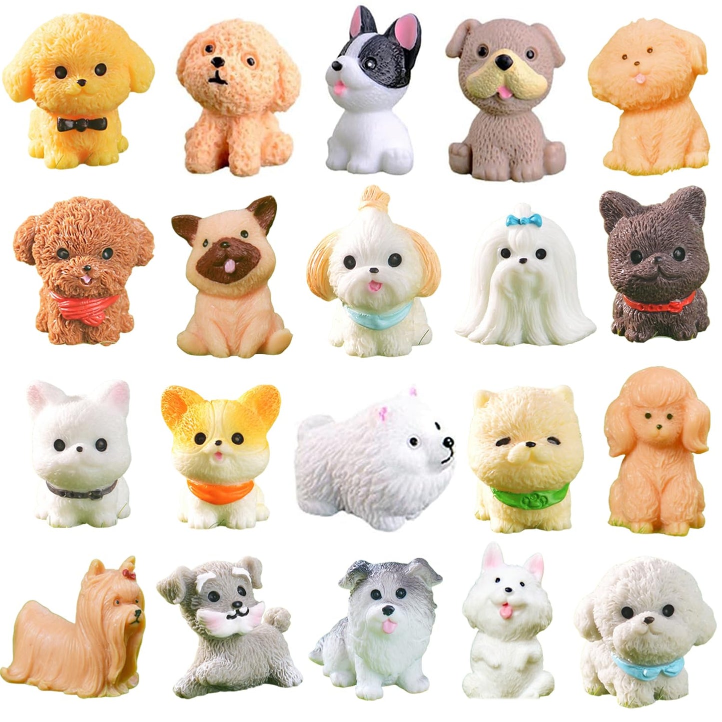 Cybirdbal 24 PCS Mini Dog Figurines, Mini Resin Animals in Bulk Miniature Tiny Puppy Dogs Figures for Cake Decorations Topper Moss Landscape Garden