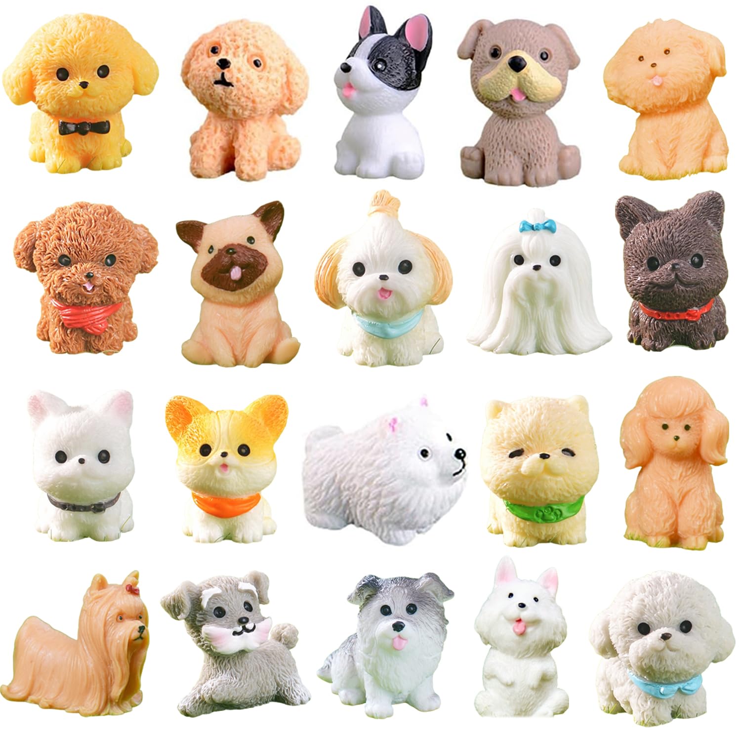 Cybirdbal 24 PCS Mini Dog Figurines, Mini Resin Animals in Bulk Miniature Tiny Puppy Dogs Figures for Cake Decorations Topper Moss Landscape Garden