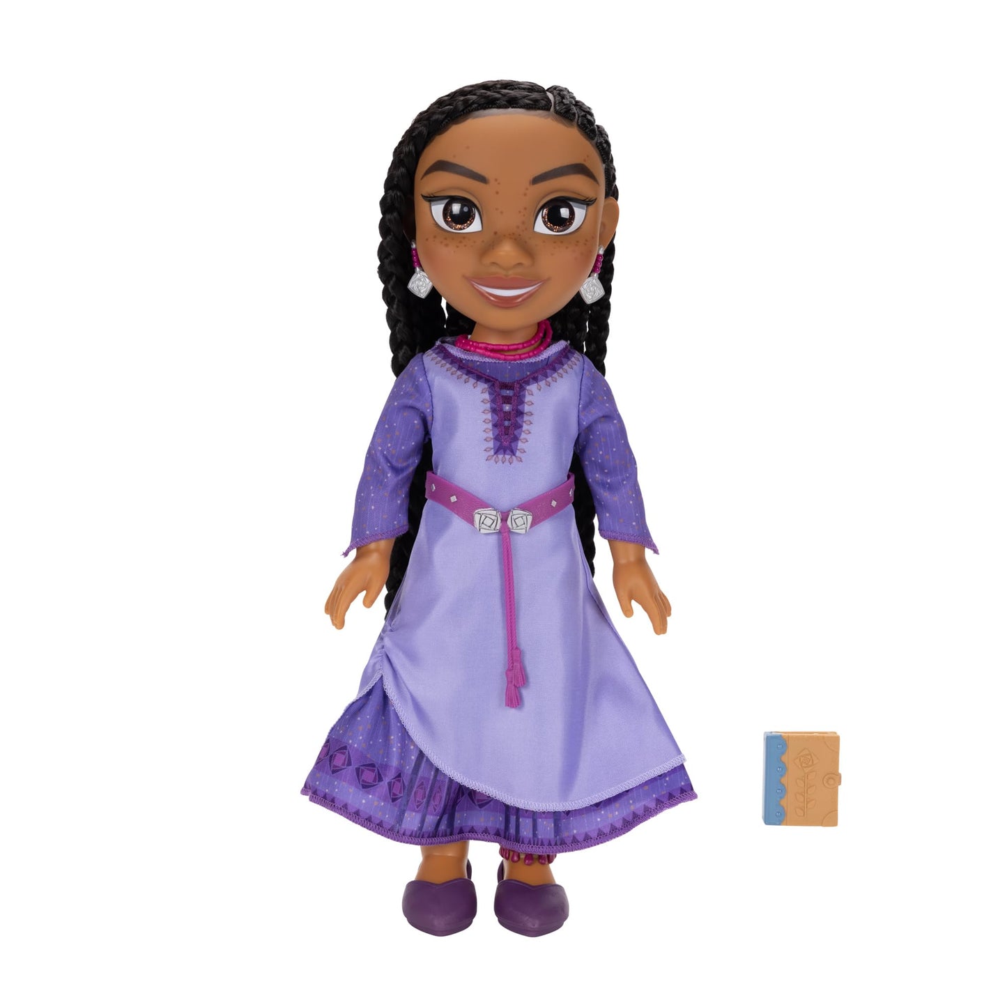 Jakks Pacific Disney's Wish Asha Doll, 14” / 35cm Tall Doll with Royal Reflection Eyes and Hand Braided Hair, Includes Removable Dress and Shoes for