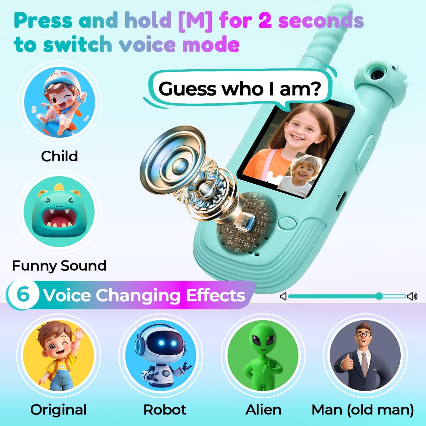 Kids Video Walkie Talkies, 2 Pack Long Range Walkie-Talkie for Kids, Rechargeable Video Call Toys with Camera for