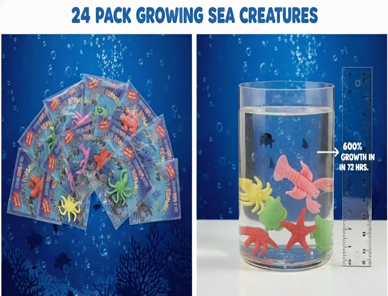 Funlop 24 Pack Sensory Jelly Water Growing Sea Life Creatures Animals, Amazing, Fun, Educational, Learning Toy for Children Boys and Girls (24
