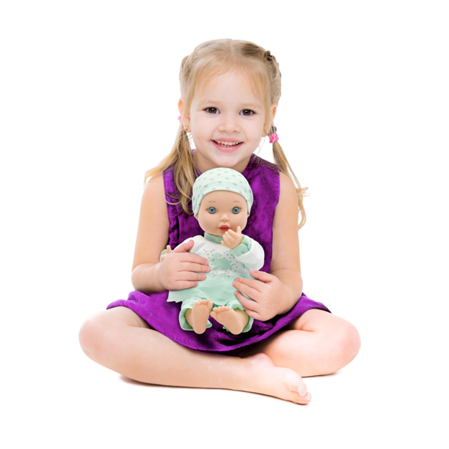 New Adventures Little Darlings Baby Kisses Doll - Interactive 11 in Baby Doll for Toddlers, Blows Kisses & Giggles, Pretend Play Gift for Girls Ages 2