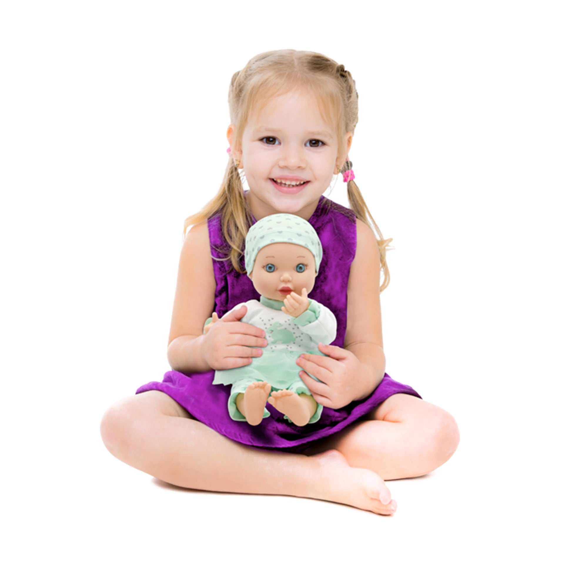 New Adventures Little Darlings Baby Kisses Doll - Interactive 11 in Baby Doll for Toddlers, Blows Kisses & Giggles, Pretend Play Gift for Girls Ages 2