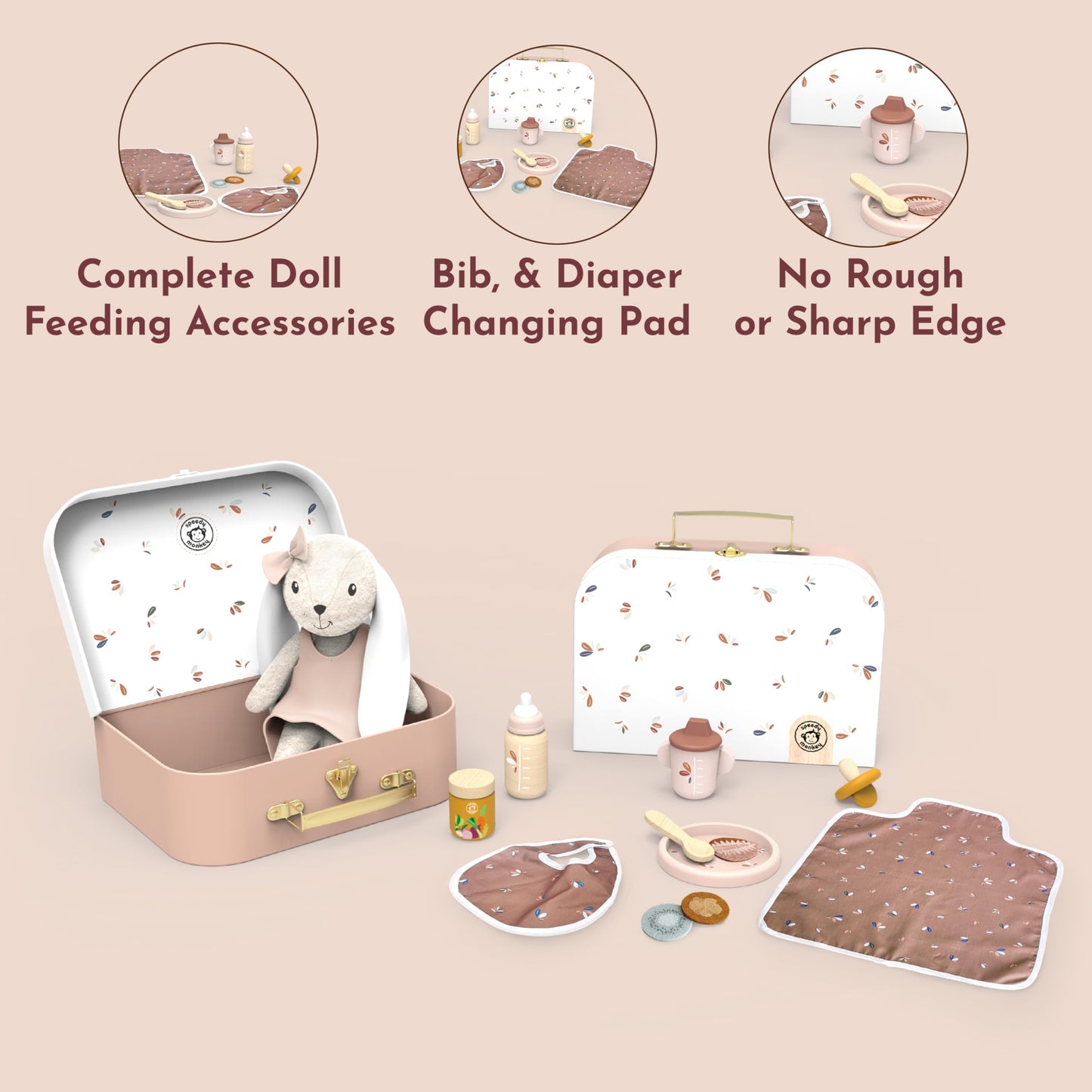 SPEEDY MONKEY My First Doll Set for Kids Rabbit Baby Doll Playset Ages 3+