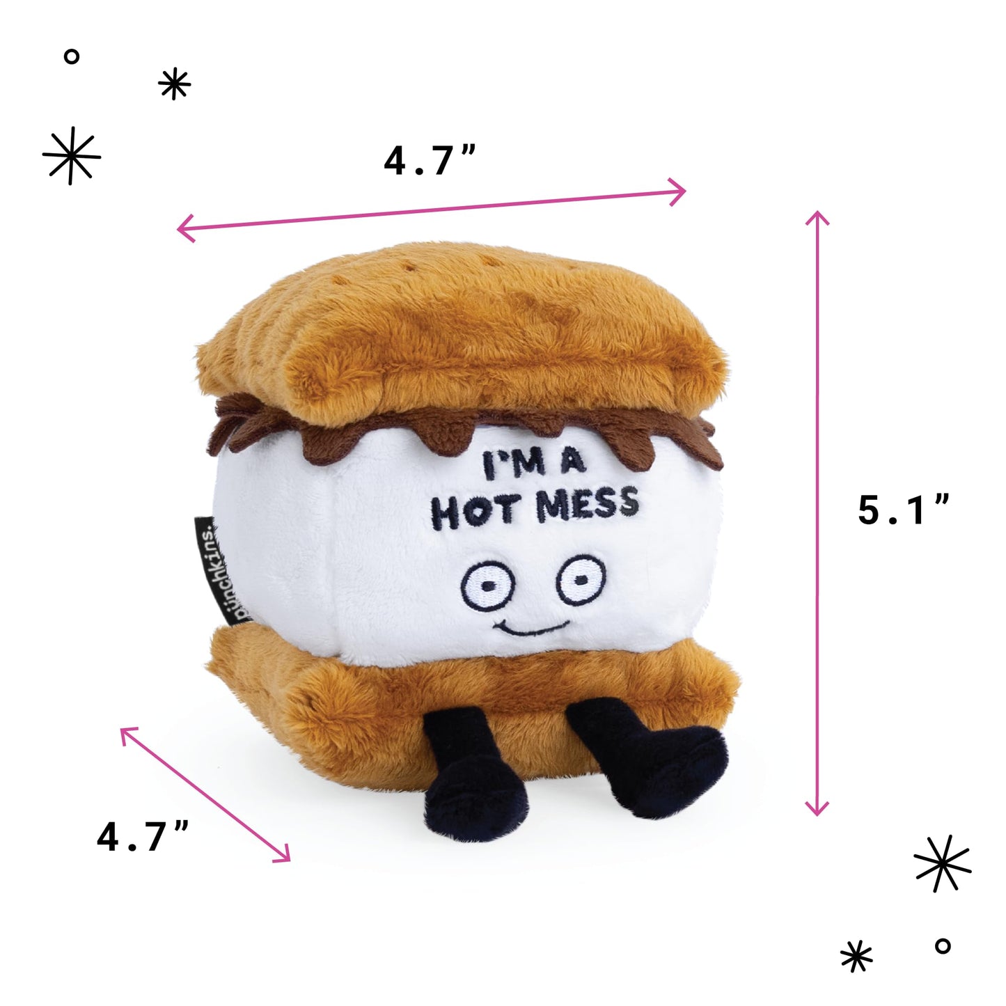 Punchkins S'Mores Plushie - I'm A Hot Mess Sassy Smores Plush, Gift for Chocolate Lovers, Food Plush Toy for Gifting