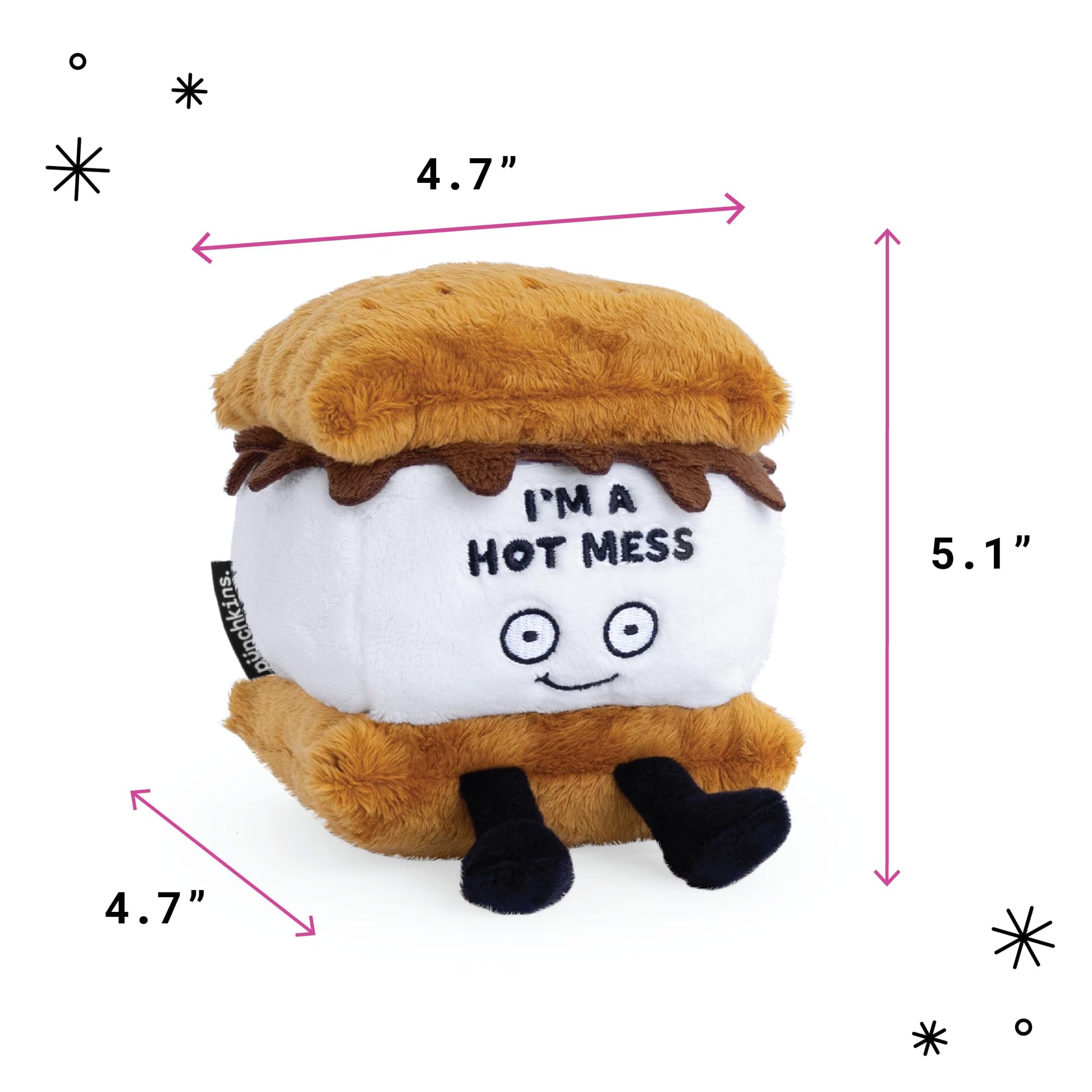 Punchkins S'Mores Plushie - I'm A Hot Mess Sassy Smores Plush, Gift for Chocolate Lovers, Food Plush Toy for Gifting