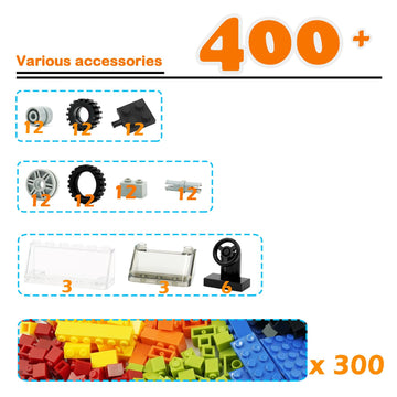 Pamvava Classic Bricks Wheels and Axles Sets, Over 400pcs Car Parts and Pieces Tires, Educational Building Kits Toys