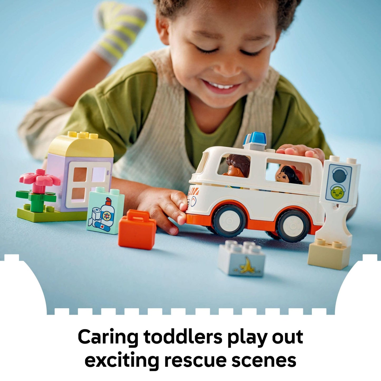 LEGO DUPLO Town Ambulance & Driver Building Toy Playset - Preschool Learning and Educational Ambulance Toy for Toddlers, Boys and Girls, Ages 2+ -