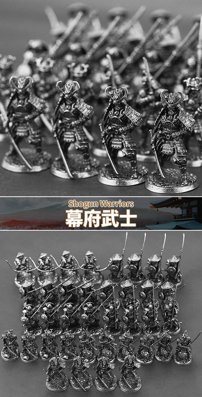 Alloy Samurai Model, Ancient Mini Warrior Model Toy, Japanese Style Table Games and Chess Decoration Military Manual, DIY Alloy Samurai Doll (Long