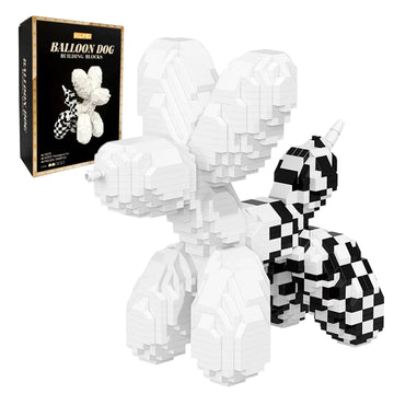 Micro Building Blocks Set for Adults 1569PCS, Animal Balloon Dog (2 Color Options: White/Black Dominant) Tiny Bricks Model Kit, DIY Decor & Gift