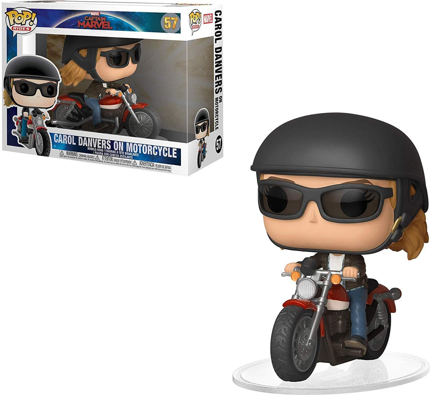 Funko POP! Ride Marvel: Captain Marvel - Carol Danvers on Motorcycle Toy, Standard, Multicolor