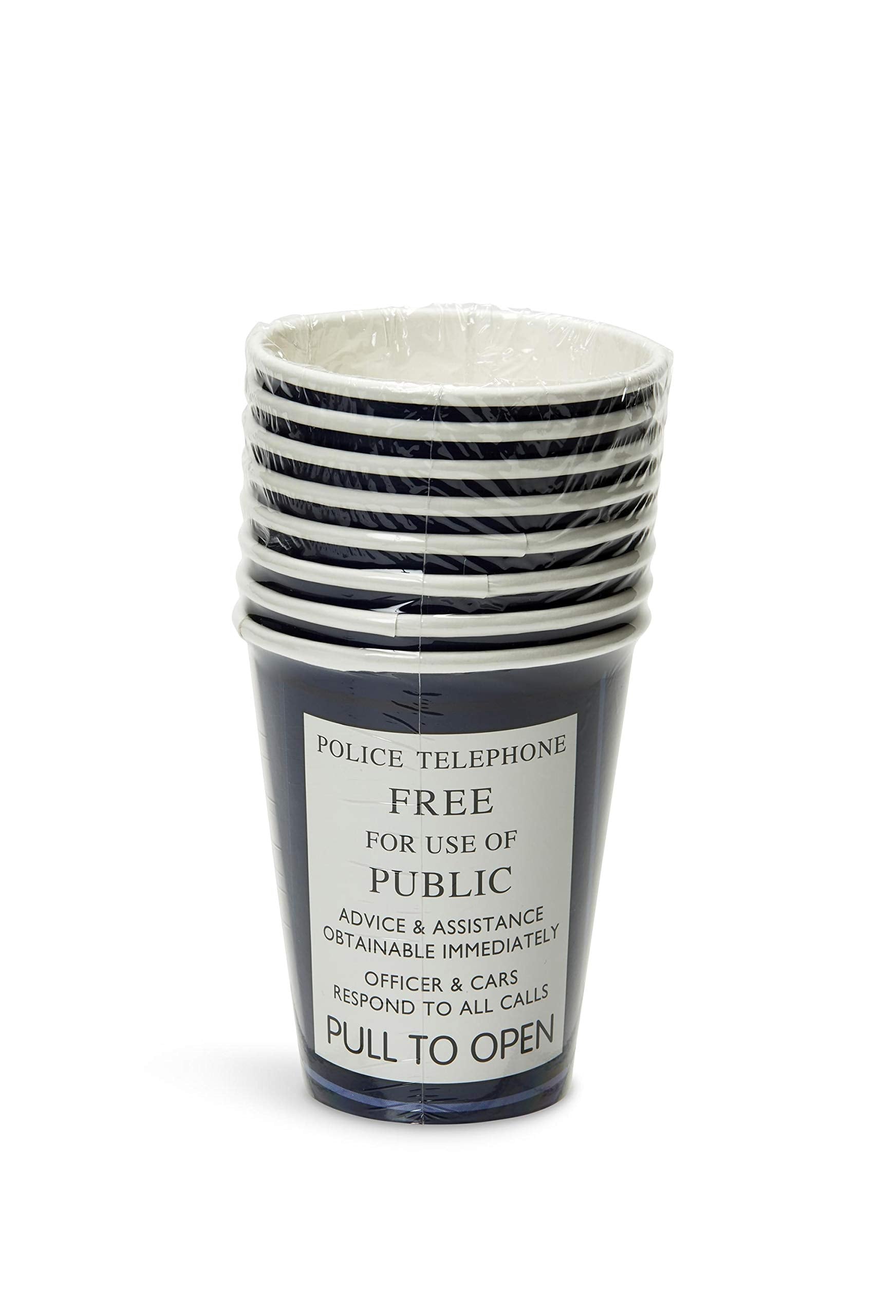 Doctor Who Tardis Party Cups - 8-Piece 9Oz Paper Cup Set - Tardis Police Call Box Door - Themed Tableware Party Decorations - Space & Time Travel