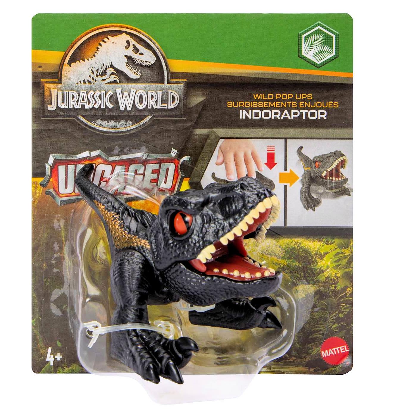 Jurassic World 2023 Wild Pop Ups Uncaged Set of 4 Figures (Triceratops, Indoraptor, Giganotosaurus, Parasaurolophus) from HJB51-956E Release