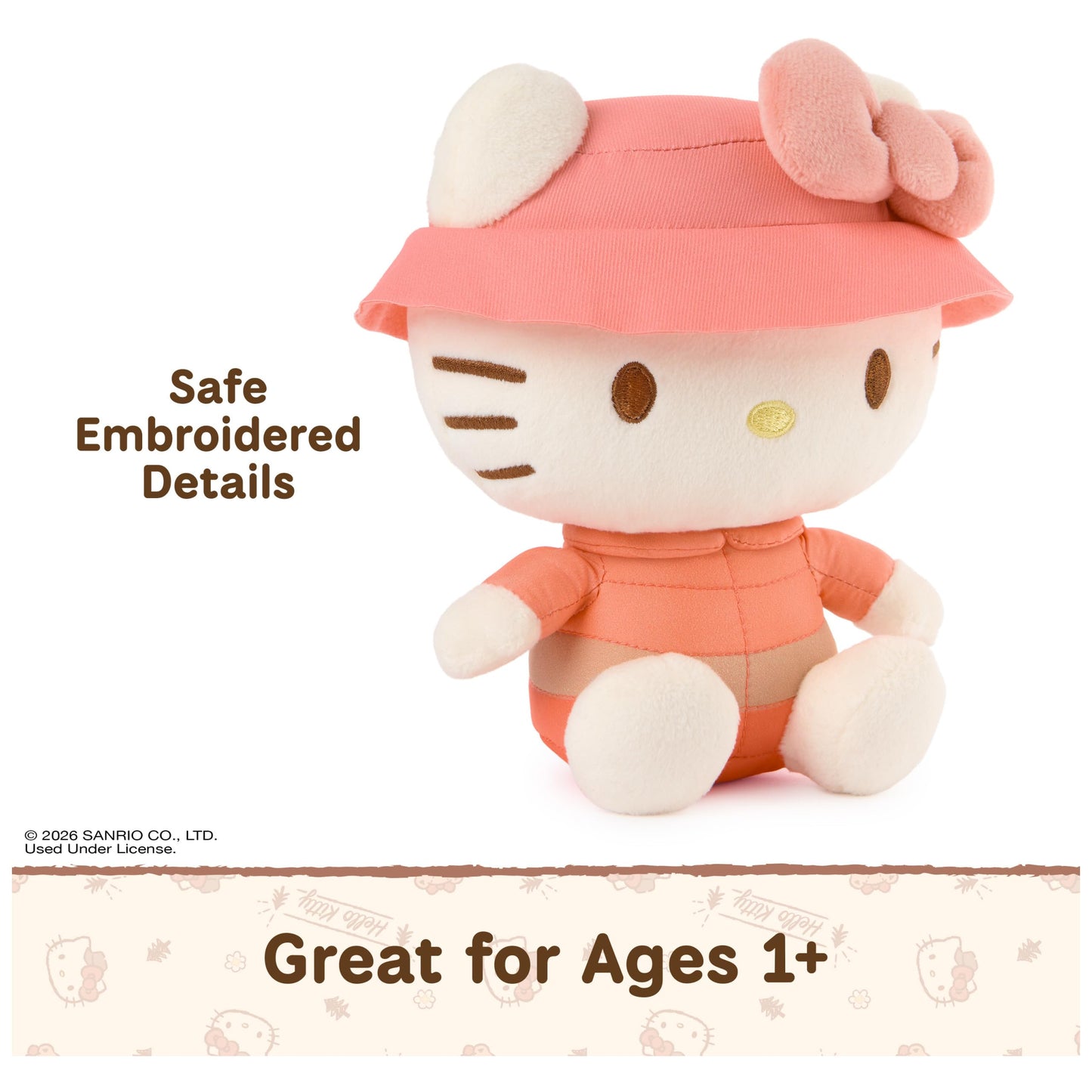 GUND Sanrio Hello Kitty 6-Inch Plush Toy with Camping Outfit for Ages 1+